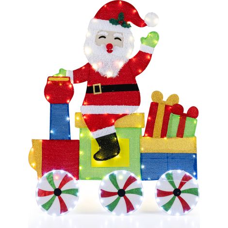 CASARTLighted Santa on Train Christmas Decoration with LED Lights (1/5)