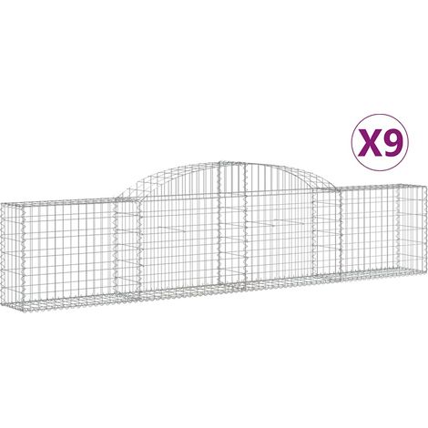 Paniers à gabions arqués 9 pcs  Mur en gabion 300x30x60/80 cm Fer galvanisé