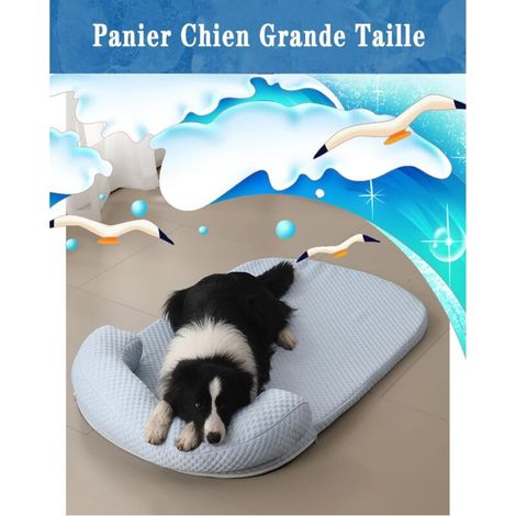 Kühlmatte für Hunde, herausnehmbarer und waschbarer Hundekorb, Eisseidenmatratze für Hunde und Katzen, Sommer-Haustiermatte (Blau, S) (1/5)