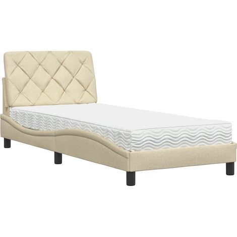 Maison Exclusive - Letto con Materasso Crema 80x200 cm in Tessuto (1/5)