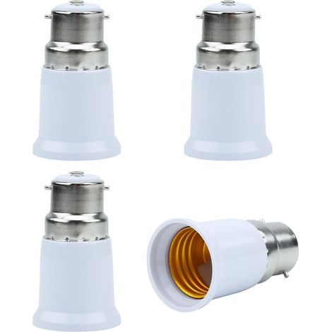 4x Adaptateur de culot B22 vers E27, Plastique ignifuge, Pour ampoules LED et halogènes, Usage domestique