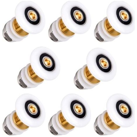 8 Pièces Roulette Porte Coulissante Douche 20mm en Laiton Roulette pour Rouleau pour Remplacement de Douche Coulissante Verre Porte Coureurs Rouleaux NPTERBL (1/4)