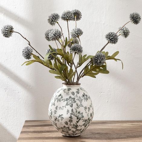 Vase floral vintage gris de 14 cm, vase en céramique rustique antique pour décoration d'intérieur, salon, bibliothèque, bureau, entrée, jardin, décoration chinoiserie, décoration toscane (1/5)