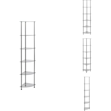 Étagère à 6 niveaux Transparent 30x30x160 cm Verre trempé - Bibliothèque - Étagère - Meuble De Rangement - Décoration Intérieure - Design Moderne (1/5)
