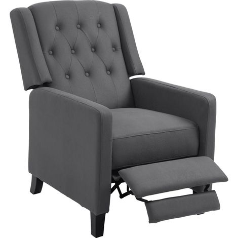 Deep Grey Wingback Recliner Chair for Home Theater,Tufted Microfiber Reclining Armchair with Leg Rest for Ultimate Comfort