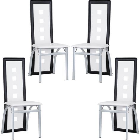 WYCTIN® Conjunto de 4 sillas de comedor - blanco y negro - estilo contemporáneo (1/5)