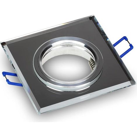 Cadre encastrable GU10 Carré - 1 Pièce - Verre Effet Miroir - Pour Spot LED - Salon Cuisine Bureau - Transparent 90x90mm (1/5)