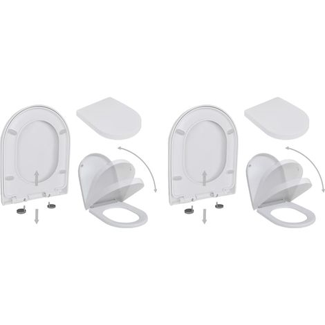 Abattant WC avec frein de chute,Siège WC pour Salle de Bain 2 pcs Plastique Blanc -BV74326 (1/5)