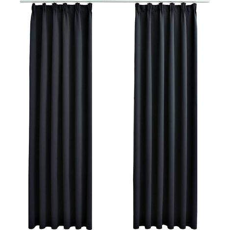 Maison Exclusive - Tende Oscuranti con Ganci 2 pz Nere 140x175 cm