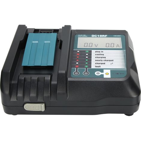 DC18RF Ladegerät mit Display und USB-Anschluss, kompatibel mit Makita 14V/18V Lithium-Akkus, EU-Stecker 100V–240V (1/5)