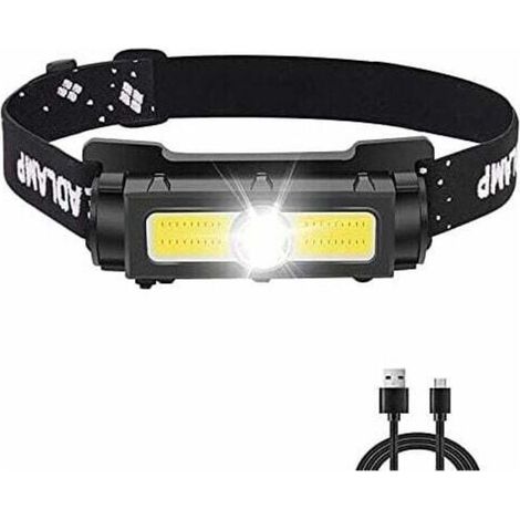 Lampe frontale puissante de 500 lumens, lampe frontale LED rechargeable avec lumière blanche et rouge et aimant amovible, lampe frontale à 7 modes pour la course, le camping, la pêche, (1/4)