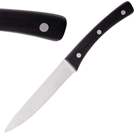 Coltello tavola manico chiodato da carne bistecca set6 per pizza lama seghettata - MISURA: Liscio (1/5)