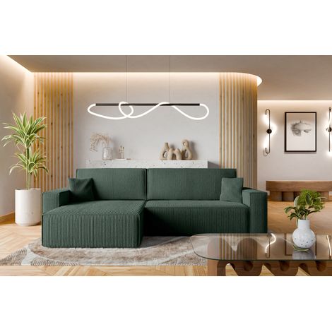 Divano letto angolare reversibile con vano contenitore universale Karl XL in velluto a coste verde bottiglia del produttore - VINOTTI (1/5)