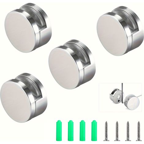 4pcs Kit de matériel de fixation pour miroir sans cadre – Supports de miroir en alliage de zinc, Fixations pour miroir, Pinces pour verre – Accessoires de support pour miroirs de salle de bain (1/5)