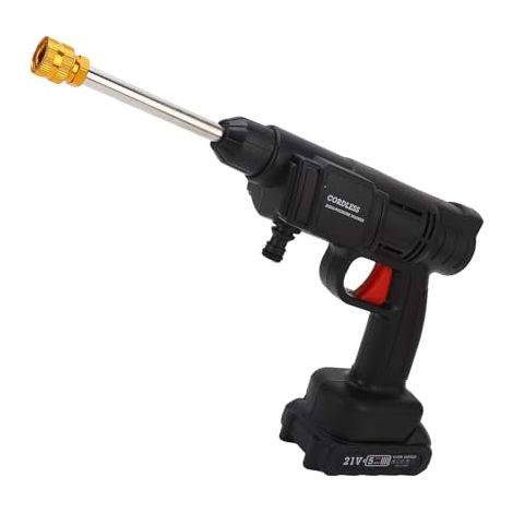Pistolet nettoyeur haute pression, 600W 350 PSI nettoyeur électrique sans fil avec tuyau, batterie 1500mAh, kit de lavage portable pour la maison, la clôture, le sol. (1/5)