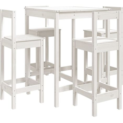 Maison Exclusive - 5-tlg. Gartenbar-Set Weiß Massivholz Kiefer