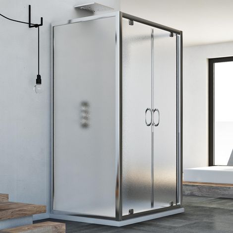 Box doccia 3 lati saloon vetro stampato h 185 mod. Sintesi Trio 2 Ante 70x90x70 cm rettangolare