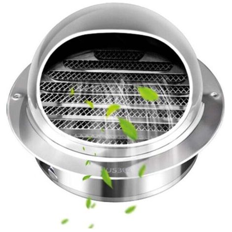 Pair Rundes Lüftungsgitter aus Edelstahl mit Insektenschutzgitter und Lamellen, 150 mm Lüftungsgitter für Außenwände, ideal für Badezimmer, Klimaanlagen und Küchen