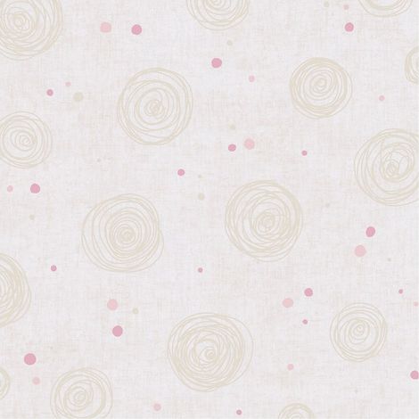 Papel pintado infantil Profhome 771393 papel pintado no tejido liso con dibujo gráfico mate crema beige rosa 5,33 m2