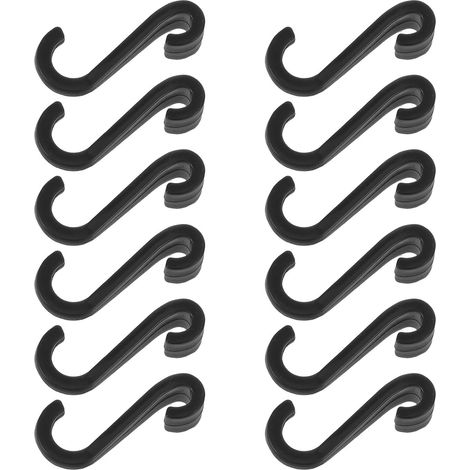 Toyvian 12 pièces Gancho Colgador de Plastic Negro en Forma S (1/5)