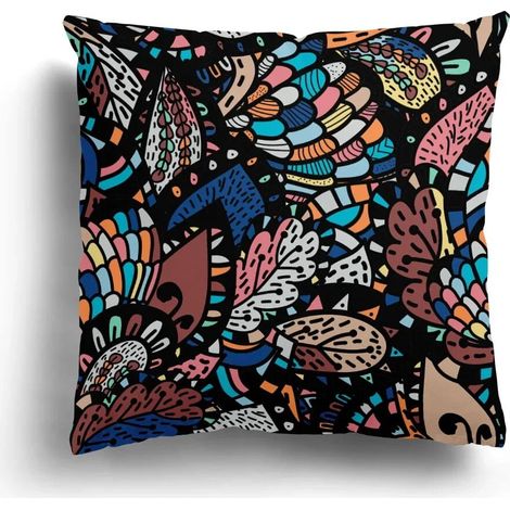 Taie D'oreiller - Coton Linen Épais - Motif Rétro Ethnique Double Face - Pour Canapé Lit Chaise Bureau Voiture - 40x40 cm (1/5)