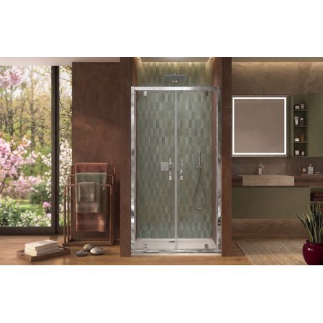 Box doccia nicchia 90 cm porta due battenti H190 cm GENNY - Cromato Lucido (1/5)