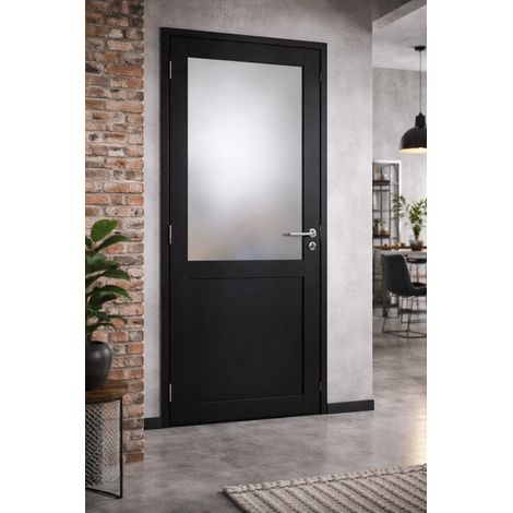 Bloc Puerta Athena Negro H204 x L83 cm, lado tablero P.derecha, manilla Pomerol GD MENUISERIES