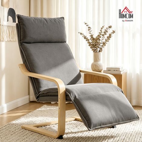 Fauteuil lounge avec repose-pieds, à bascule douce, gris foncé (1/5)