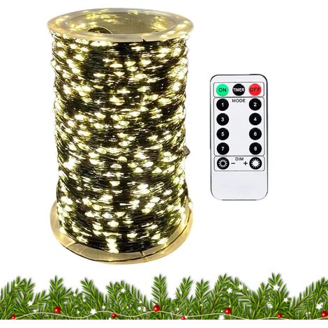Guirlande Soavoa LED Solaire 50m 500 Lampes Blanc Chaud Télécommande Étanche Décoration Intérieur Extérieur Noël Jardin (1/4)