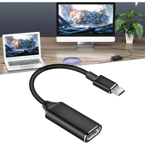 Câble USB-C vers HDMI 4K en alliage d'aluminium noir avec boîtier en alliage d'aluminium (1/5)