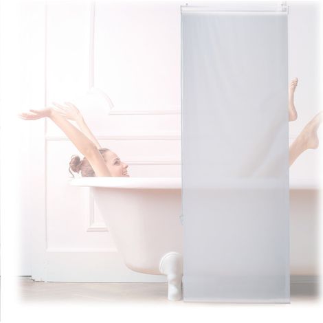 Persiana enrollable para baño impermeable, color blanco translúcido (1/5)