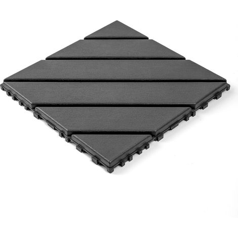 Losetas encajables de plástico para terraza 44 unidades 30 x 30 x 2 cm gris oscuro polipropileno (1/5)