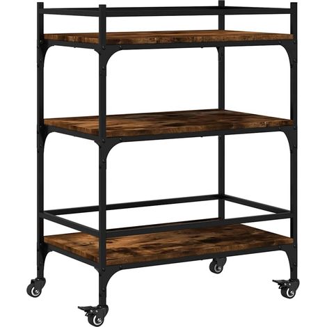 Maison Exclusive - Chariot de cuisine chêne fumé 65x40x86,5 cm bois d'ingénierie
