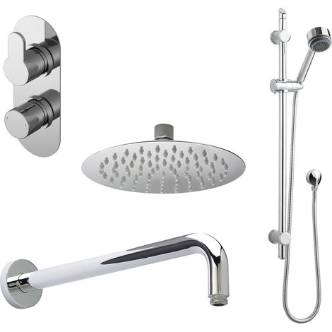 Nuie Arvan Thermostatic Twin Concealed Complete Mixer Shower with Diverter - Chrome (1/2)