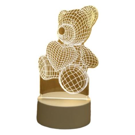 Veilleuse LED 3D en forme d'ours en forme de cœur, charmante, pour chambre à coucher, chambre d'enfant, etc. (9,2 x 16 cm)