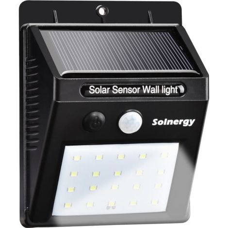 Lampe Solaire 20 LED Solaire Capteur de Lumière Extérieur Détecteur de Mouvement Noir Lumineux IP65 Résistance à l\'eau (1 en pack) (1/4)