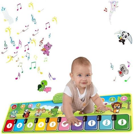 1 tapis musical piano, 8 instruments, 10 chansons, volume réglable, dimensions 110 x 36 cm, jeu éducatif pour enfants (1/5)