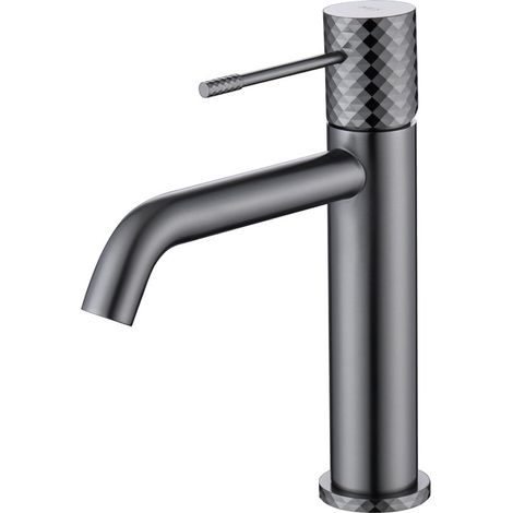 Mice -  Grifo monomando para lavabo con tecnología Apertura en Frio para ahorrar energia de latón Griferia de Baño Color Black Gun Metal (1/4)