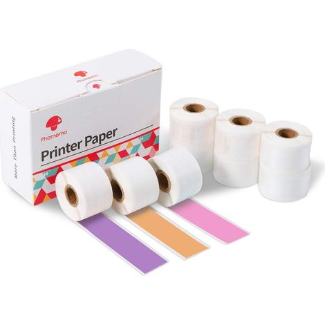Papier thermique M02 Pro/M02S, 15 mm x 3,5 m, 3 rouleaux de chaque motif, soit 9 rouleaux au total (violet)