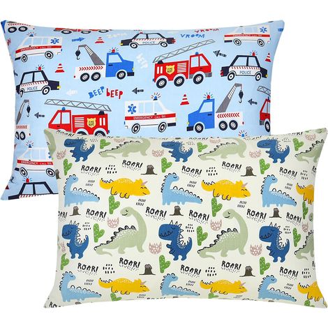 Taie d'oreiller pour enfants 2 pièces, 100% coton pour bébé, taie d'oreiller 40x60 cm, douce et respirante pour garçon fille, parure de lit avec housse pour bébé (1/5)
