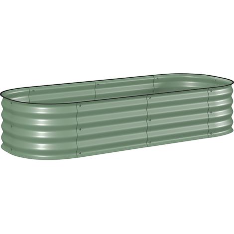 Potager surélevé modulaire, bords protégés, sans fond, 150 x 62 x 30 cm, vert (1/5)