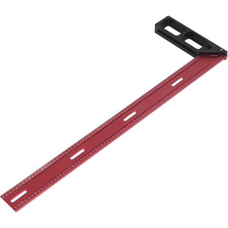 Équerre de mesure de précision en alliage d'aluminium pour le travail du bois, mesure, marquage et traçage, 50 cm (1/5)