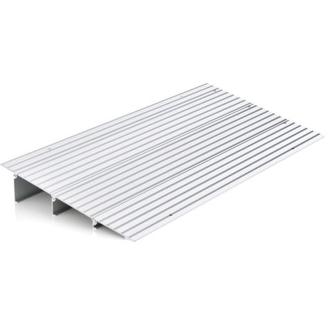 Rampa de acceso de 86,5 x 41,5 x 8,5 cm altura regulable antideslizante para uso interior y exterior aluminio plateado 200020571