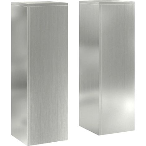 Lot de 2 supports de plante modernes extérieurs 24 x 24 x 75 cm en acier galvanisé argent (1/5)