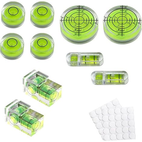 10 Pieces Mini Multi-Shape Bubble Level with 50 Adhesive Dots (1/5)