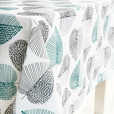 Nappe imperméable rectangulaire 140x180 cm – Tissu Oxford anti-taches – Motif feuilles – Lavable et entretien facile – Pour salle à manger et jardin – (1/5)