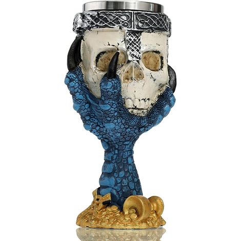 Tasse de Crâne en Acier Inoxydable, 3D Calice Tasse de crâne Chopes à Bière Médiéval Squelette Tasse à Café Gothique Mug Horreur, Viking Tankard, Décoration pour Partie/Halloween