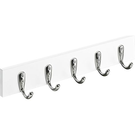 Hettich Garderobenleiste 5 Haken Holz 40 x 6 x 6 cm weiß Garderobenhaken