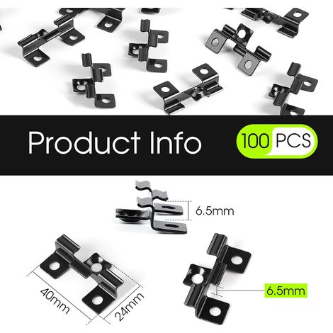 100 Clips WPC Clips de fixation en acier inoxydable pour terrasses 6.5mm pour sols composites Fixation invisible Plage de serrage 6.5 mm, Noir (1/4)