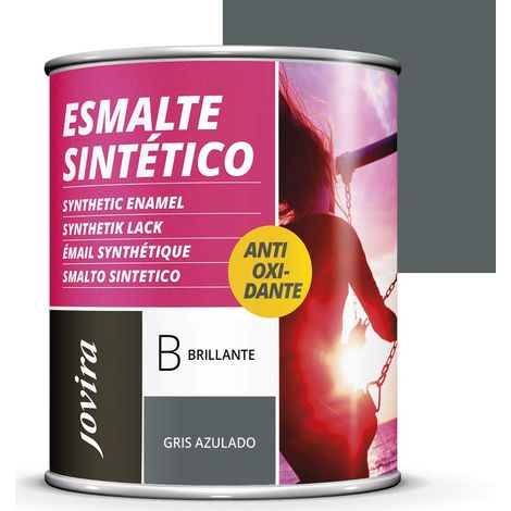 Vernis synthétique anti-oxydant brillant. Protection et décoration de surfaces en acier, fer et bois. 750 Millilitres, Gris Bleu (1/5)